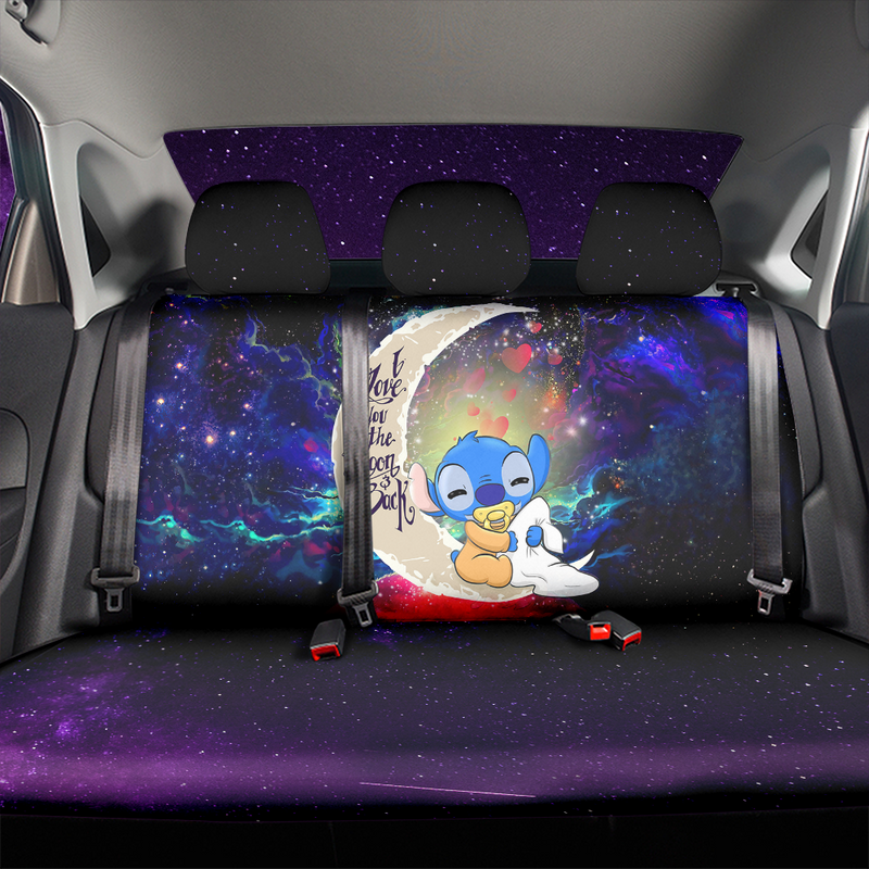 Cute Baby Stitch Sleep Love You To The Moon Galaxy Premium Custom Car Back Seat Covers Decor Protectors Nearkii
