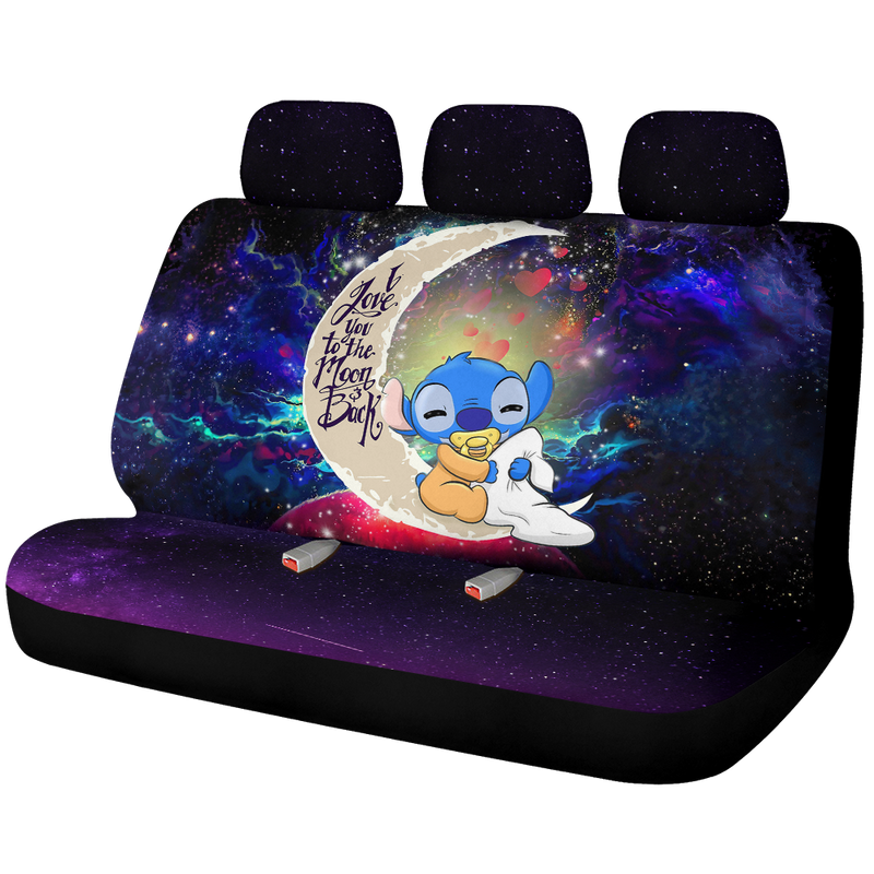 Cute Baby Stitch Sleep Love You To The Moon Galaxy Premium Custom Car Back Seat Covers Decor Protectors Nearkii