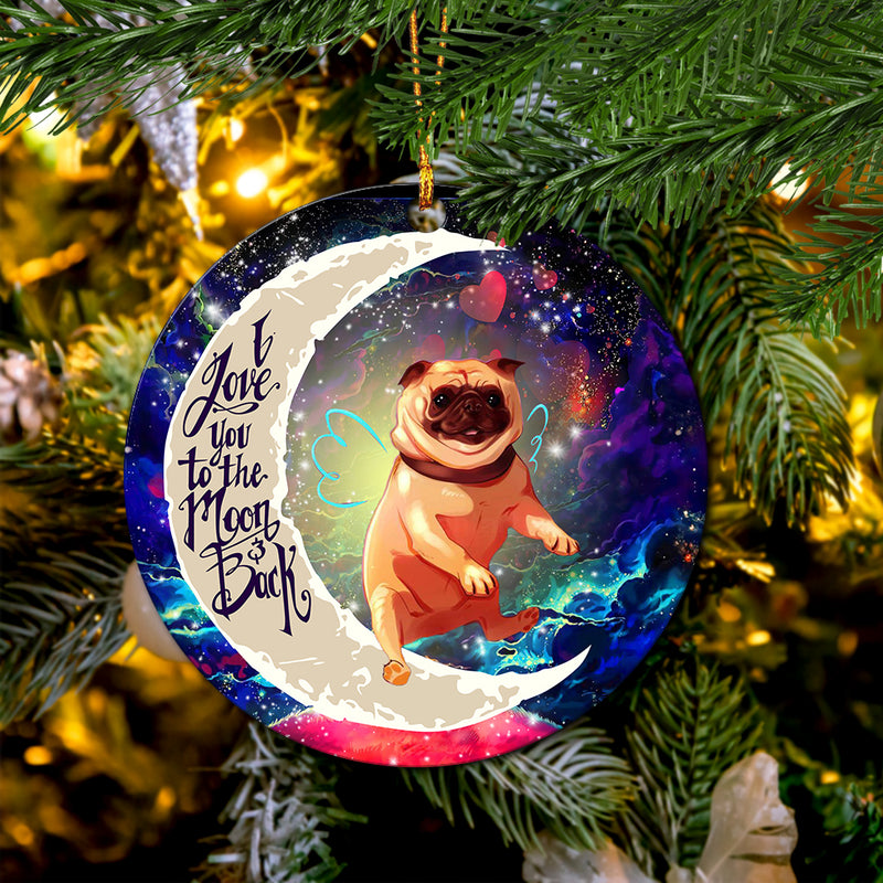 Cute Bull Dog Love You To The Moon Galaxy Mica Circle Ornament Perfect Gift For Holiday Nearkii