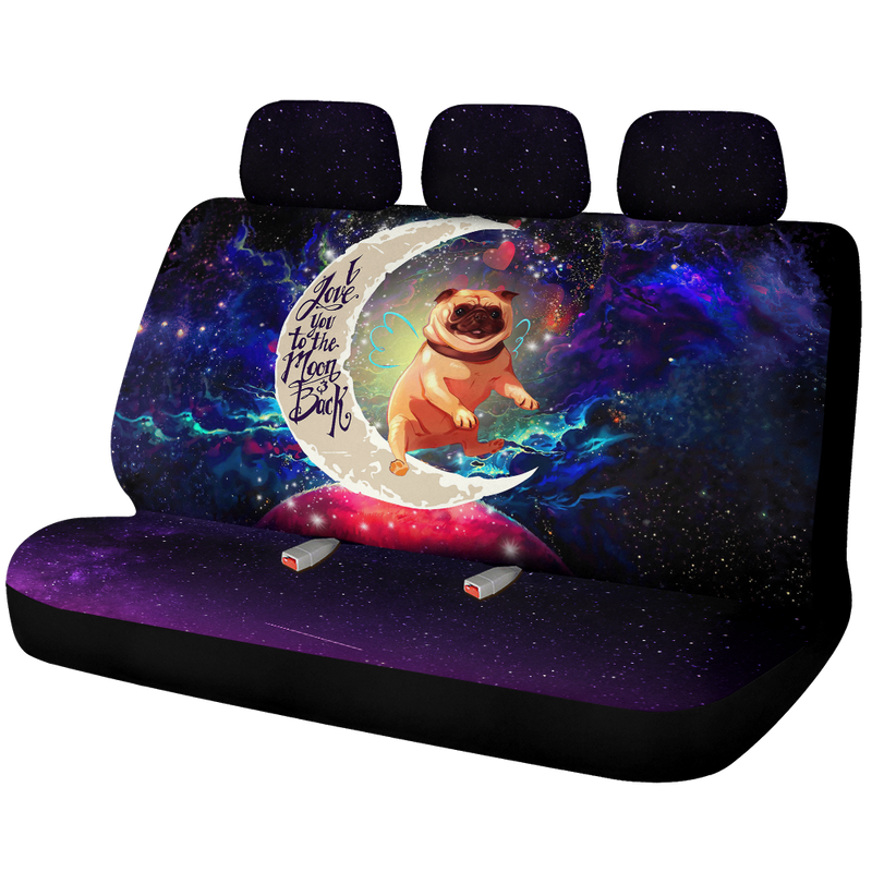 Cute Bull Dog Love You To The Moon Galaxy Car Back Seat Covers Decor Protectors Nearkii
