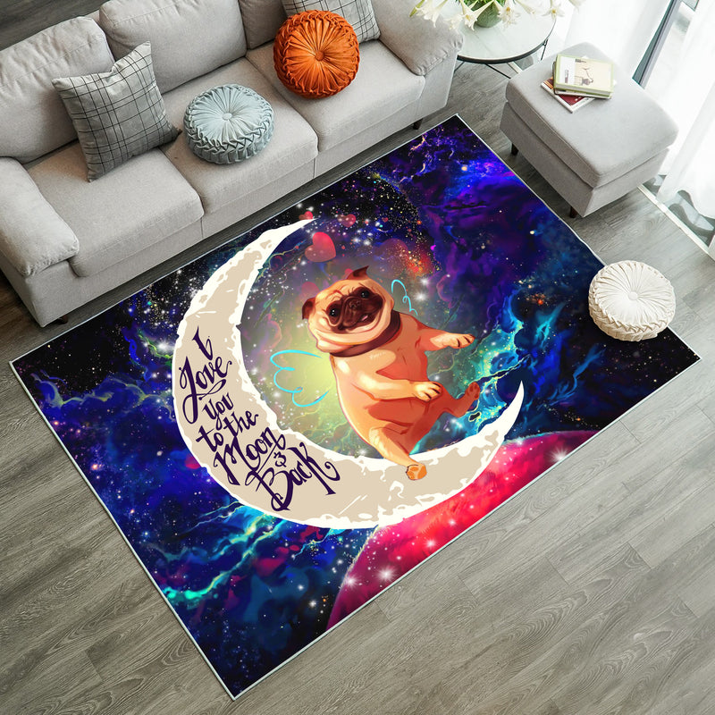 Cute Bull Dog Love You To The Moon Galaxy Rug Carpet Rug Home Room Decor Nearkii