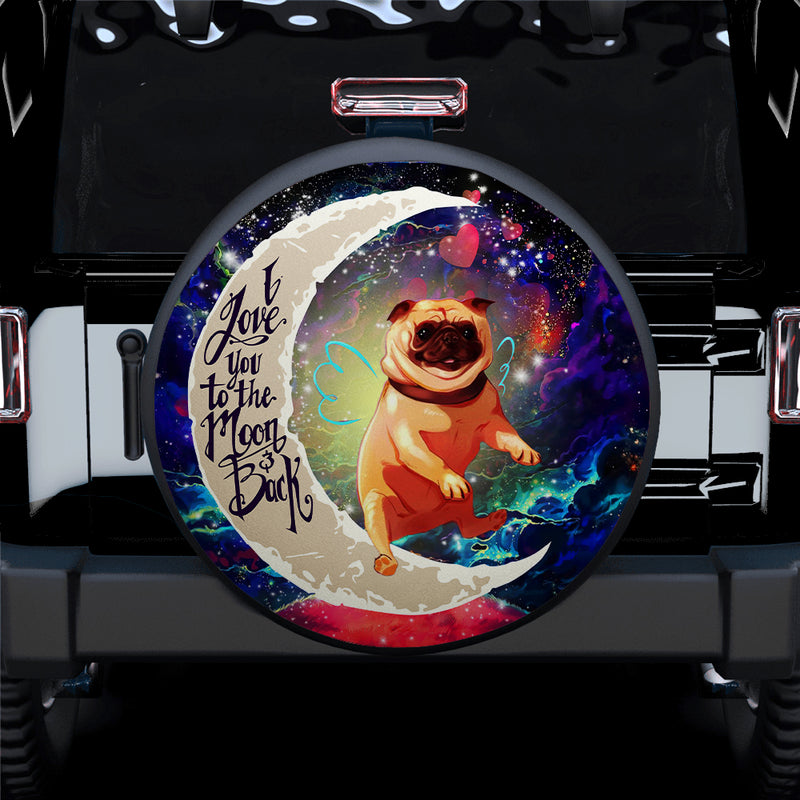Cute Bull Dog Love You To The Moon Galaxy Car Spare Tire Covers Gift For Campers Nearkii