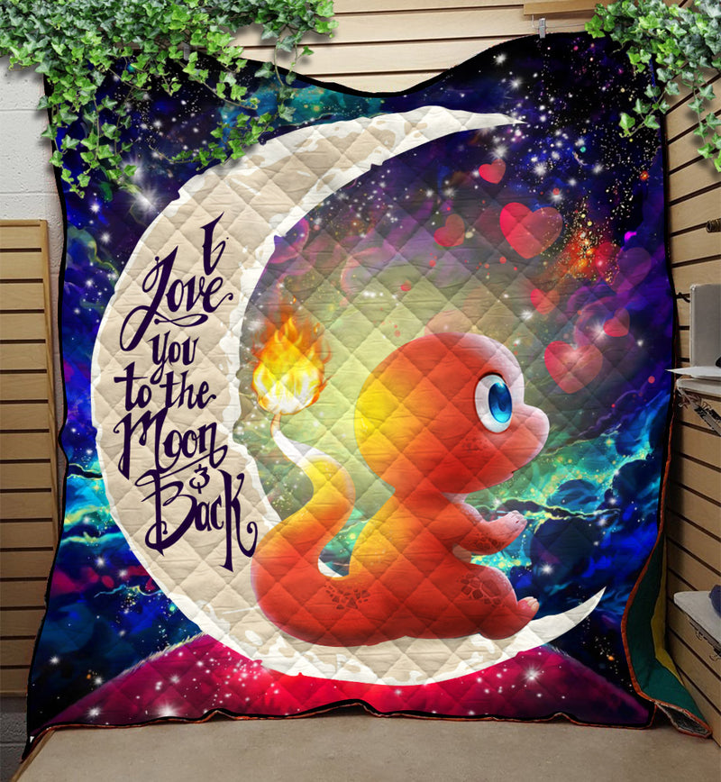 Cute Charmander Pokemon Love You To The Moon Galaxy Quilt Blanket Nearkii