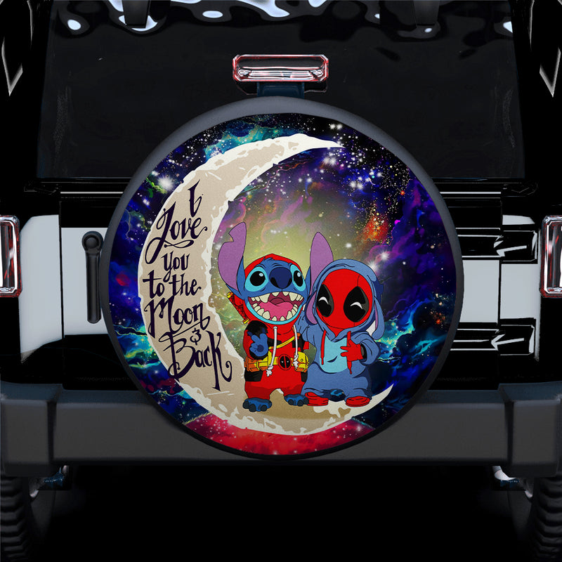 Cute Deadpool And Stitch Love You To The Moon Galaxy Car Spare Tire Covers Gift For Campers Nearkii