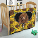 Cute Dog Poodle Sunflower Zipper Quilt Blanket Nearkii