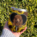 Cute Dog Poodle Sunflower Zipper Wine Tumbler Nearkii