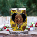 Cute Dog Poodle Sunflower Zipper Wine Tumbler Nearkii