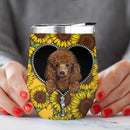 Cute Dog Poodle Sunflower Zipper Wine Tumbler Nearkii