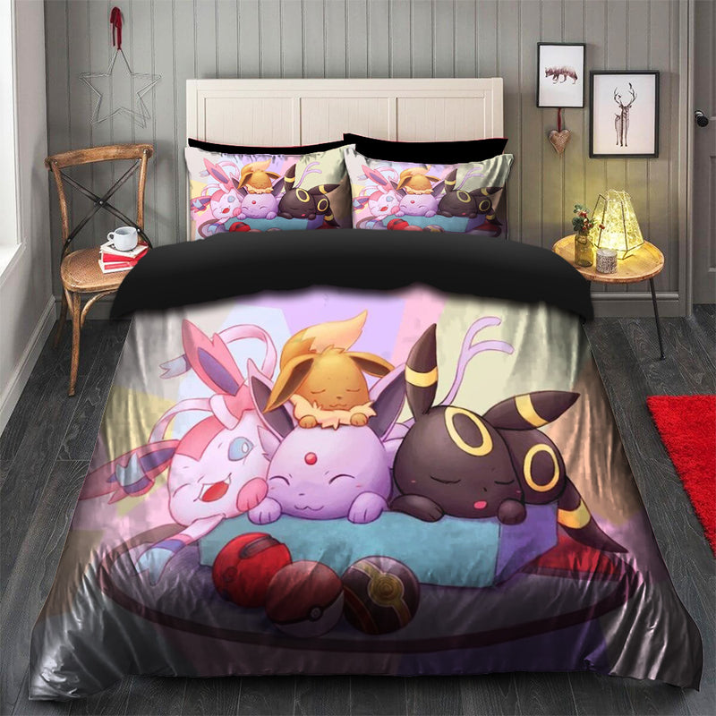 Cute Eevee Evolution Pokemon Bedding Set Duvet Cover And 2 Pillowcases Nearkii