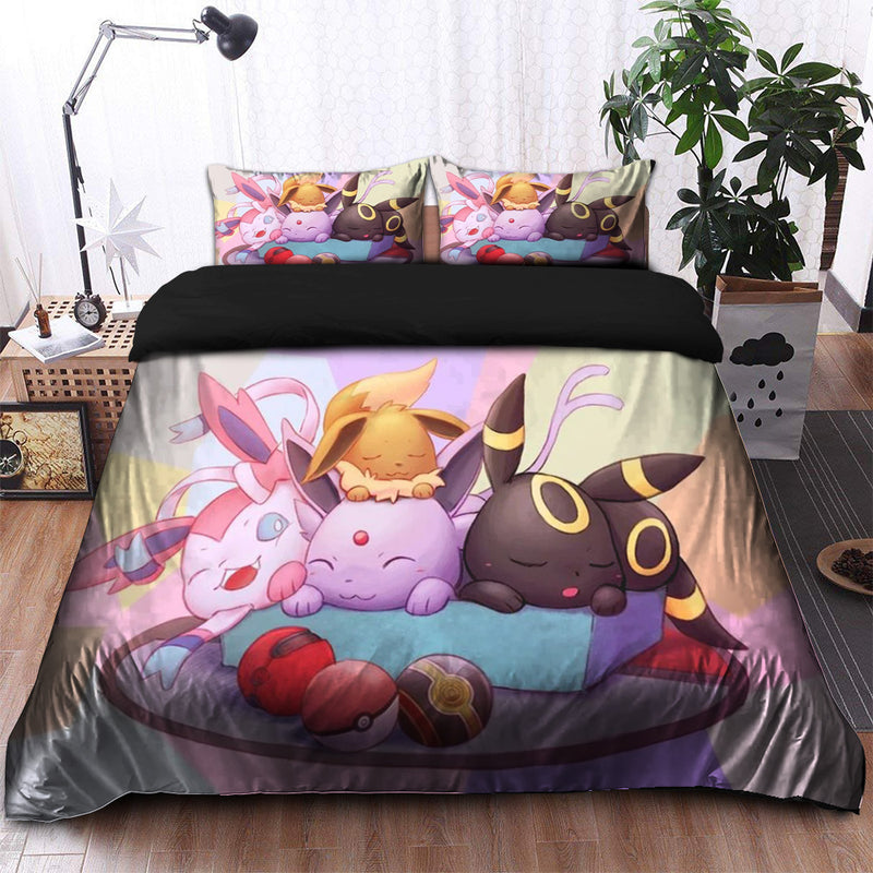 Cute Eevee Evolution Pokemon Bedding Set Duvet Cover And 2 Pillowcases Nearkii