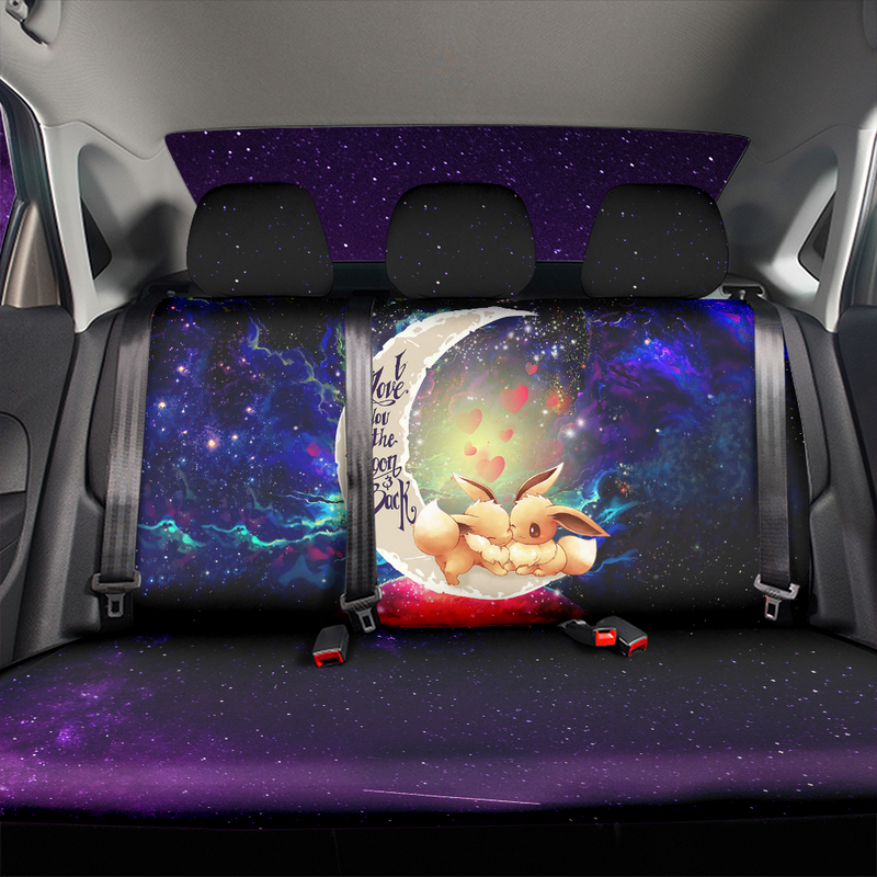 Cute Eevee Pokemon Couple Love You To The Moon Galaxy Premium Custom Car Back Seat Covers Decor Protectors Nearkii