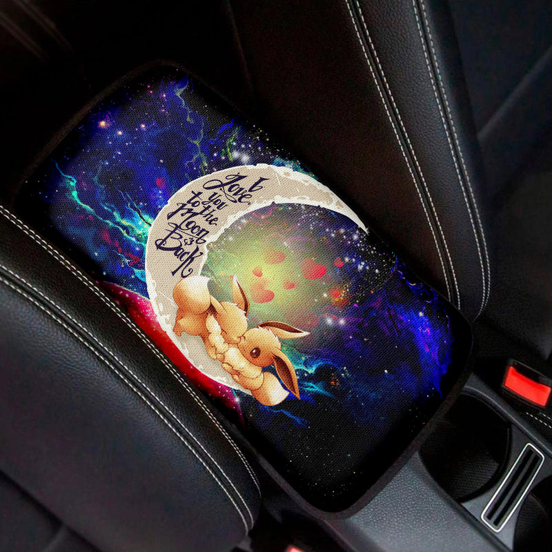 Cute Eevee Pokemon Couple Love To Moon Back Galaxy Premium Custom Armrest Center Console Cover Car Accessories Nearkii