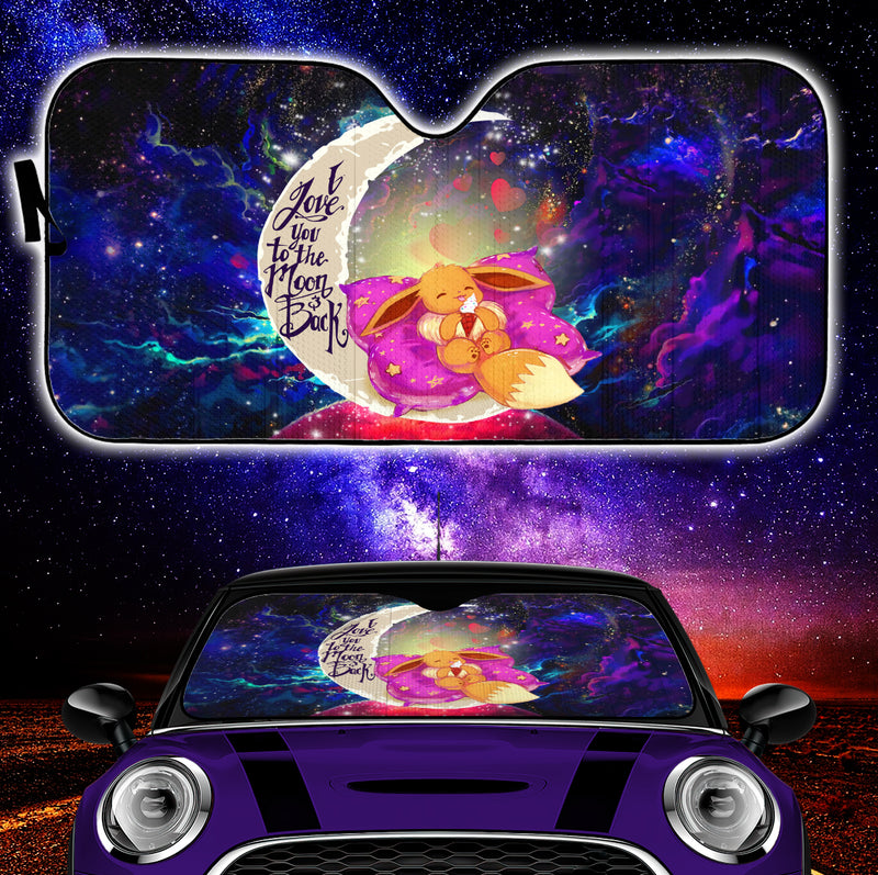 Cute Eevee Pokemon Sleep Night Love You To The Moon Galaxy Car Auto Sunshades Nearkii
