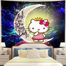 Cute Hello Kitty Moon And Back Galaxy Tapestry Room Decor Nearkii