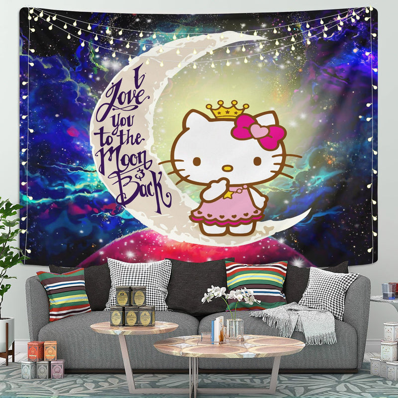 Cute Hello Kitty Moon And Back Galaxy Tapestry Room Decor Nearkii