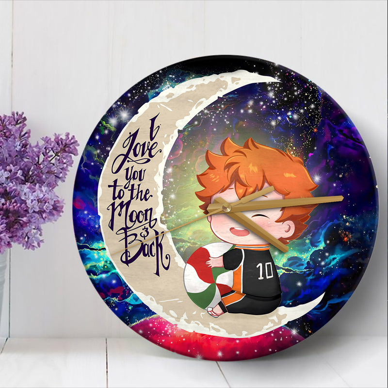 Cute Hinata Haikyuu Love You To The Moon Galaxy Wood Wall Clock Nearkii