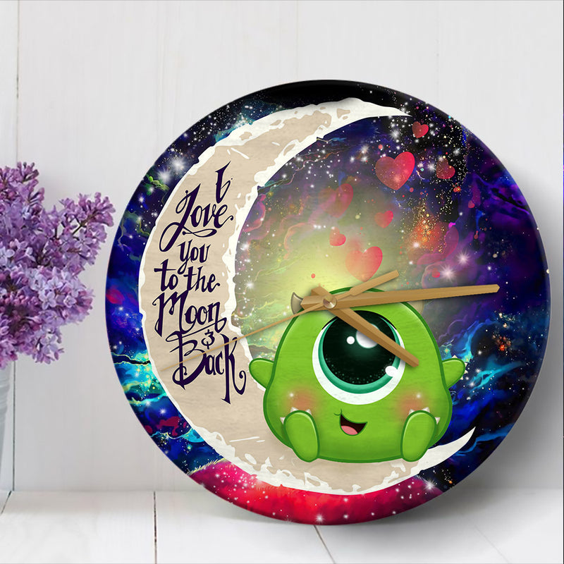 Cute Mike Monster Inc Love You To The Moon Galaxy Wood Wall Clock Nearkii