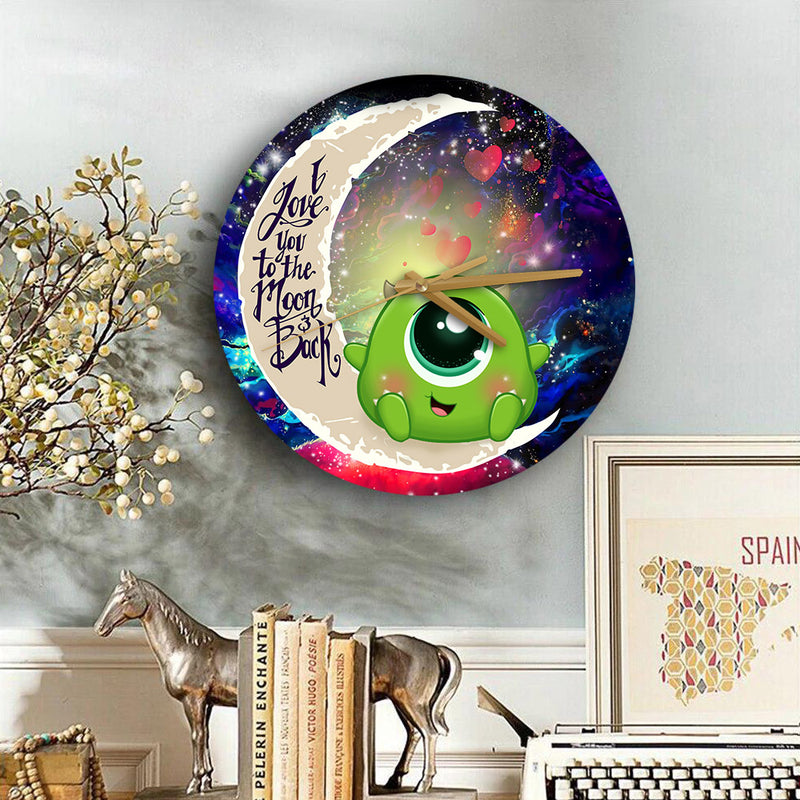 Cute Mike Monster Inc Love You To The Moon Galaxy Wood Wall Clock Nearkii