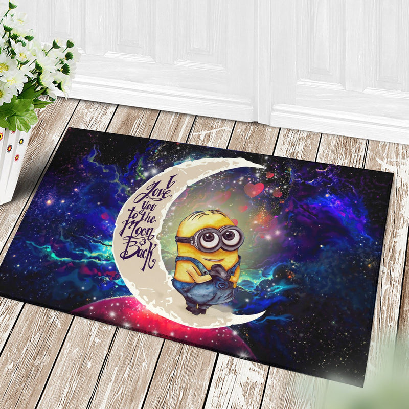Cute Minions Despicable Me Love You To The Moon Galaxy Back Doormat Home Decor Nearkii