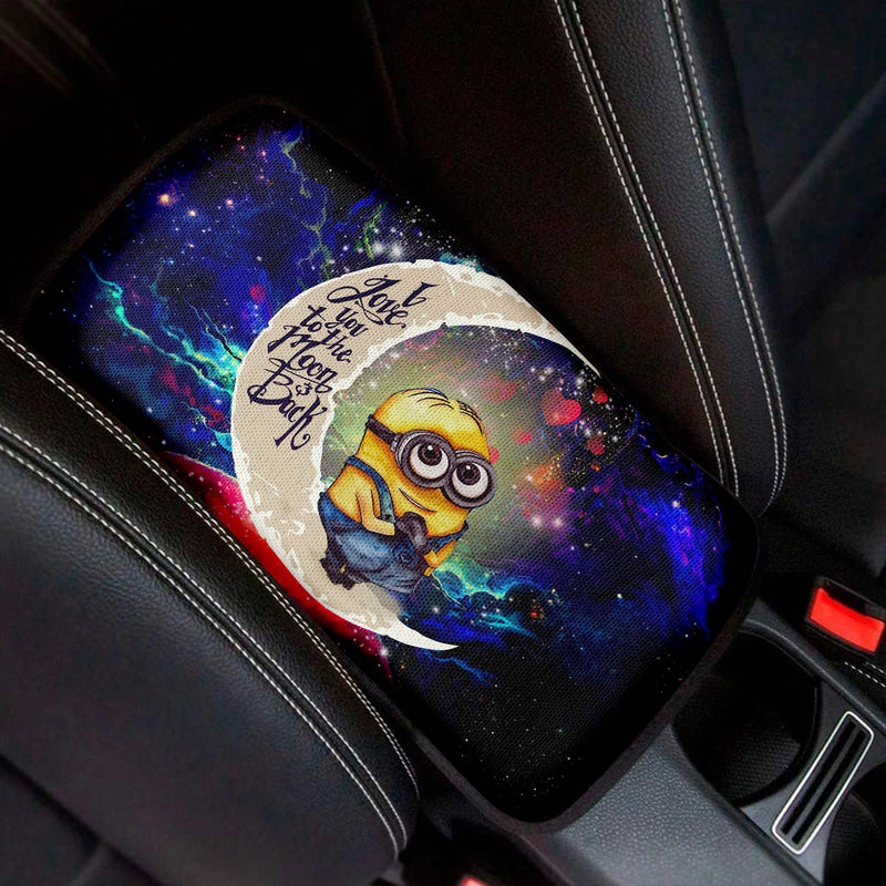 Cute Minions Despicable Me Love To Moon Back Galaxy Premium Custom Armrest Center Console Cover Car Accessories Nearkii