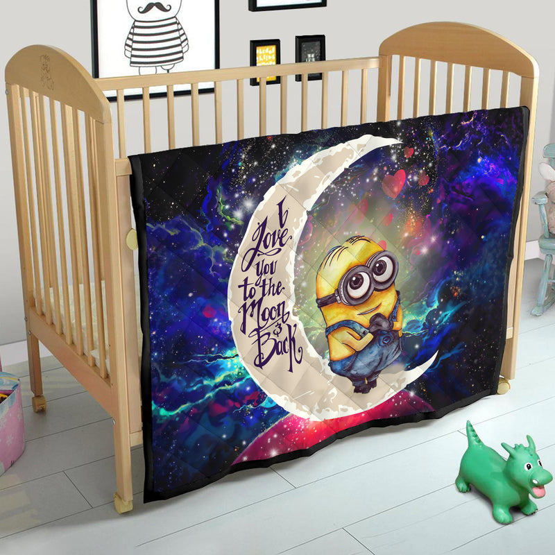 Cute Minions Despicable Me Love You To The Moon Galaxy Quilt Blanket Nearkii