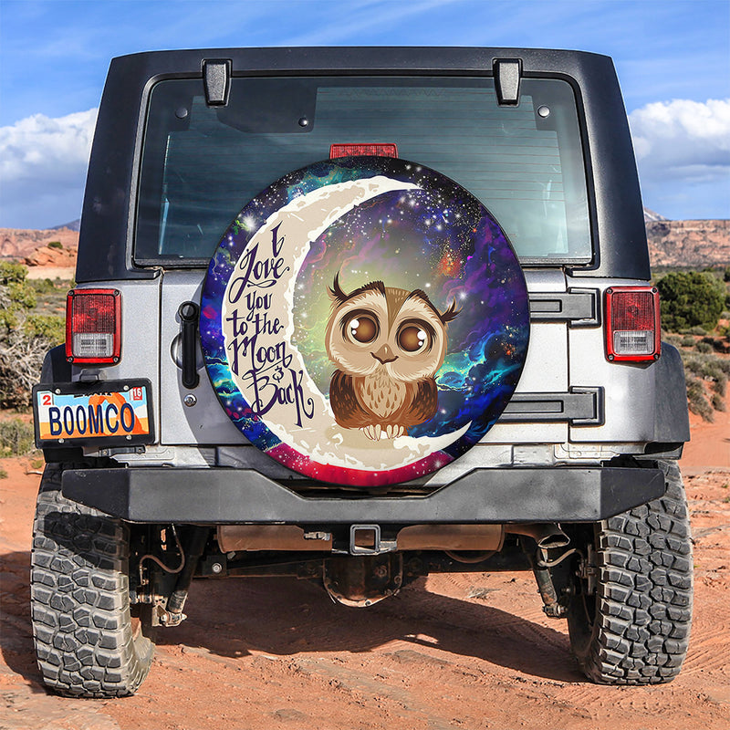 Cute Owl Love You To The Moon Galaxy Spare Tire Covers Gift For Campers Nearkii