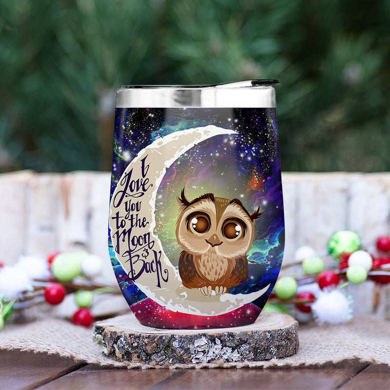 Cute Owl Love You To Moon And Back Premium Wine Tumbler Nearkii