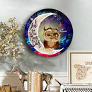 Cute Owl Love You To The Moon Galaxy Wood Wall Clock Nearkii