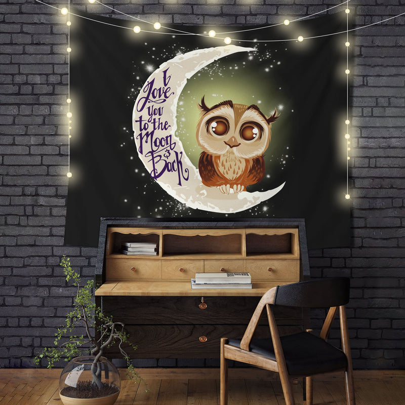 Cute Owl Love You To The Moon Tapestry Room Decor Nearkii