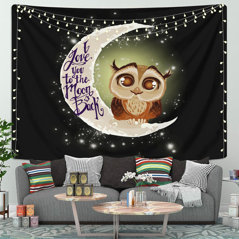 Cute Owl Love You To The Moon Tapestry Room Decor Nearkii