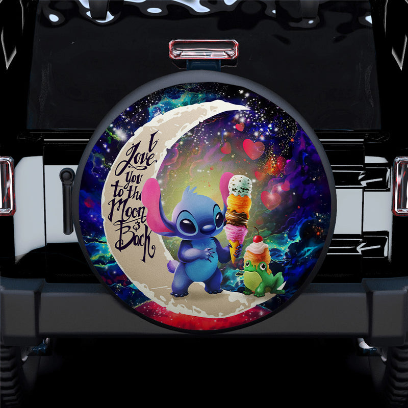 Cute Stitch Frog Icecream Love You To The Moon Galaxy Car Spare Tire Covers Gift For Campers Nearkii