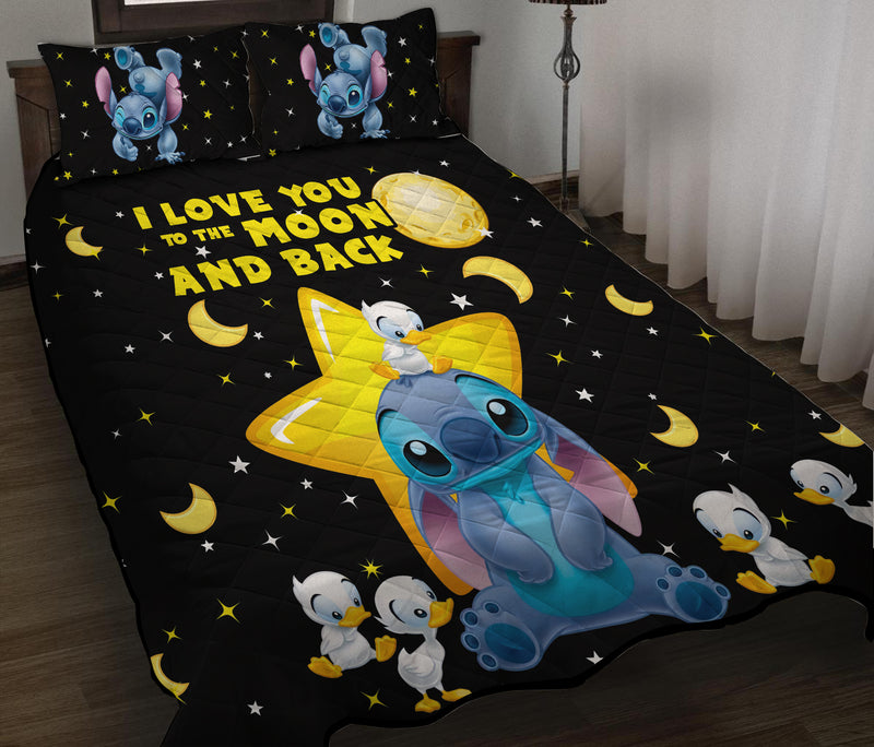 Cute Stitch Love Moon Back And Dutch Quilt Bed Sets Nearkii