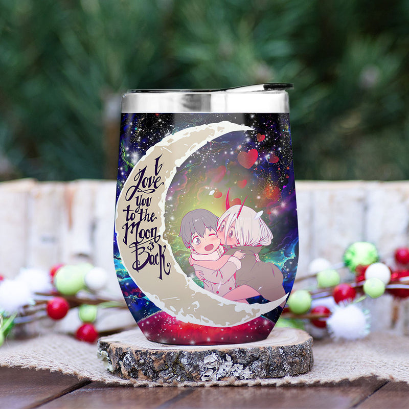 Darling In The Franxx Hiro And Zero Two Love You To Moon And Back Premium Wine Tumbler Nearkii