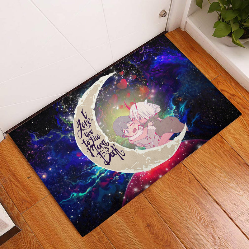 Darling In The Franxx Hiro And Zero Two Love You To The Moon Galaxy Back Doormat Home Decor Nearkii