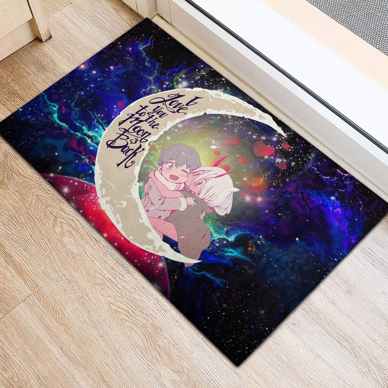 Darling In The Franxx Hiro And Zero Two Love You To The Moon Galaxy Back Doormat Home Decor Nearkii