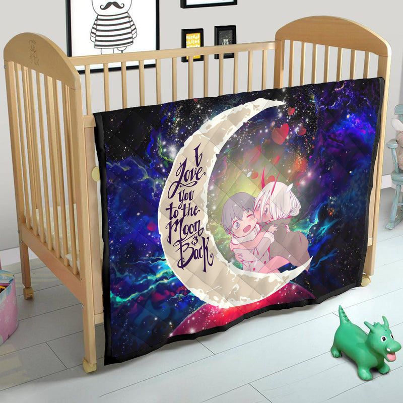 Darling In The Franxx Hiro And Zero Two Love You To The Moon Galaxy Quilt Blanket Nearkii