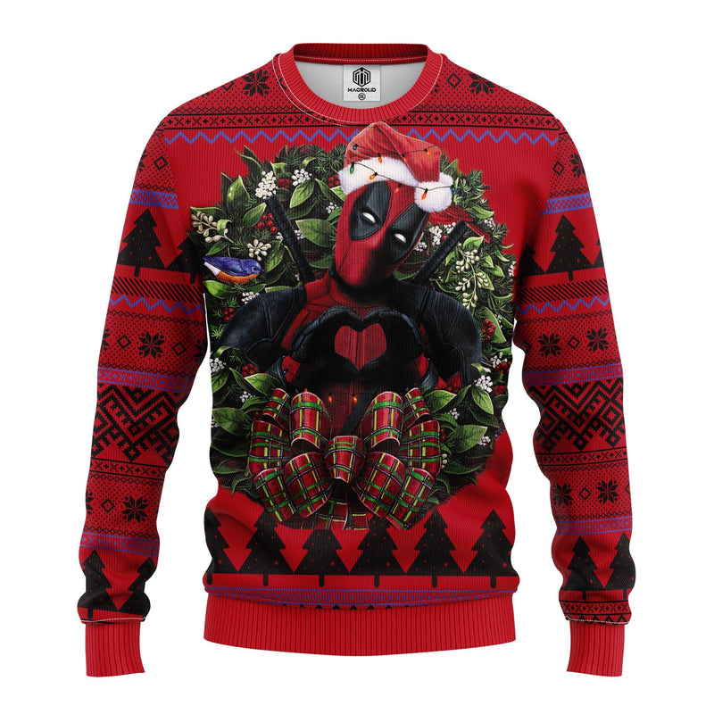 Deadpool Heart Noel Mc Ugly Christmas Sweater Thanksgiving Gift Nearkii