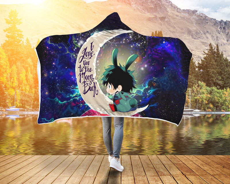 Deku My Hero Academia Anime Love You To The Moon Galaxy Economy Hooded Blanket Nearkii