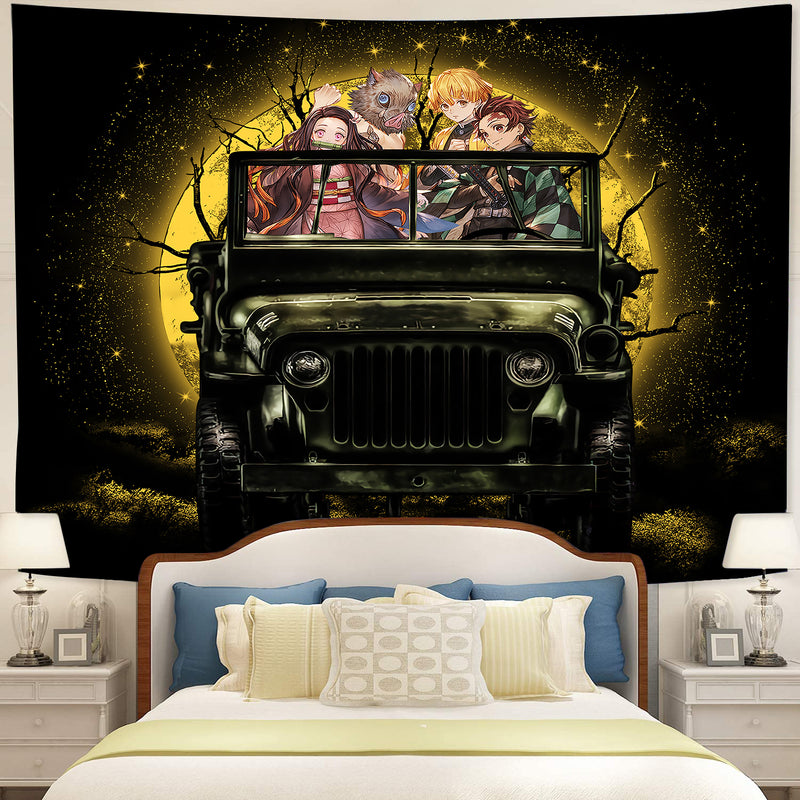 Demon Slayer Anime Moonlight Halloween Funny Tapestry Room Decor Nearkii