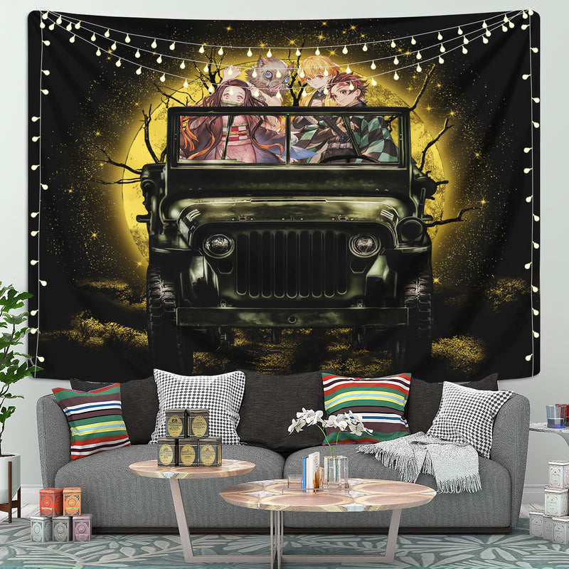 Demon Slayer Anime Moonlight Halloween Funny Tapestry Room Decor Nearkii