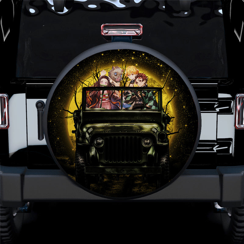 Demon Slayer Anime Funny Halloween Moonlight Car Spare Tire Covers Gift For Campers Nearkii