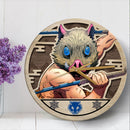 Demon Slayer Inosuke Hashibira Anime Wood Wall Clock Nearkii