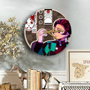 Demon Slayer Tanjiro Kamado Anime Wood Wall Clock Nearkii