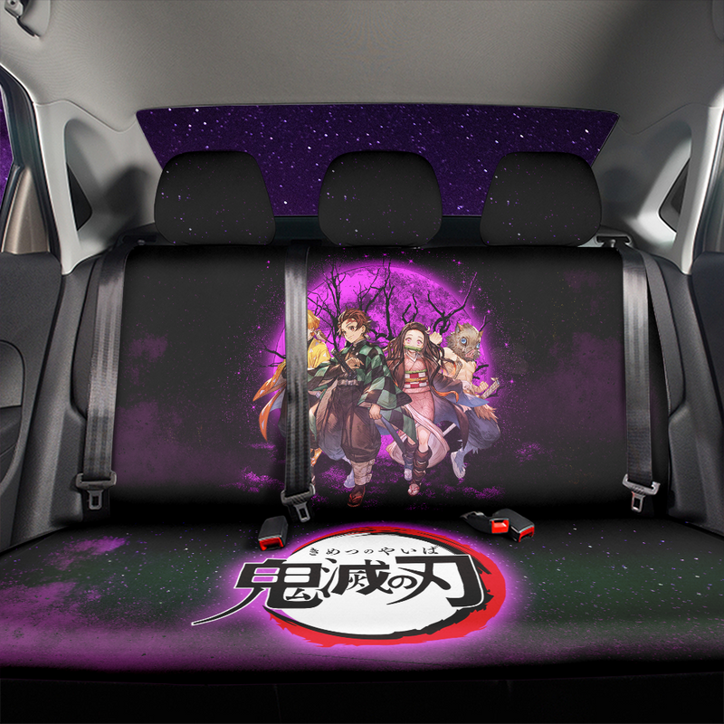 Demon Slayer Anime Team Pink Moonlight Galaxy Premium Custom Car Back Seat Covers Decor Protectors Nearkii