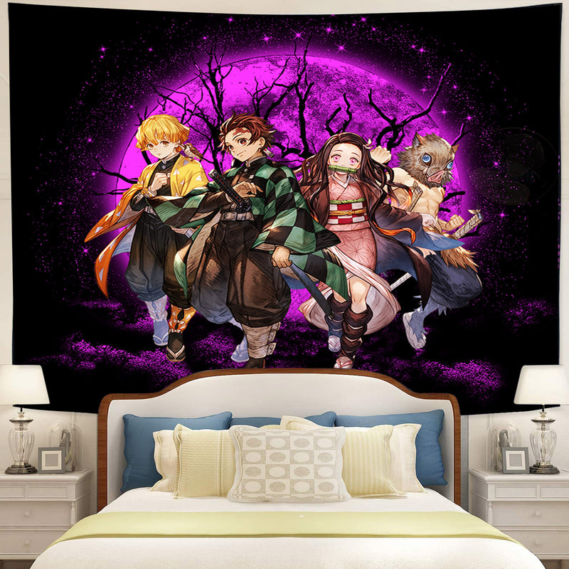 Demon Slayer Team Pink Moonlight Tapestry Room Decor Nearkii