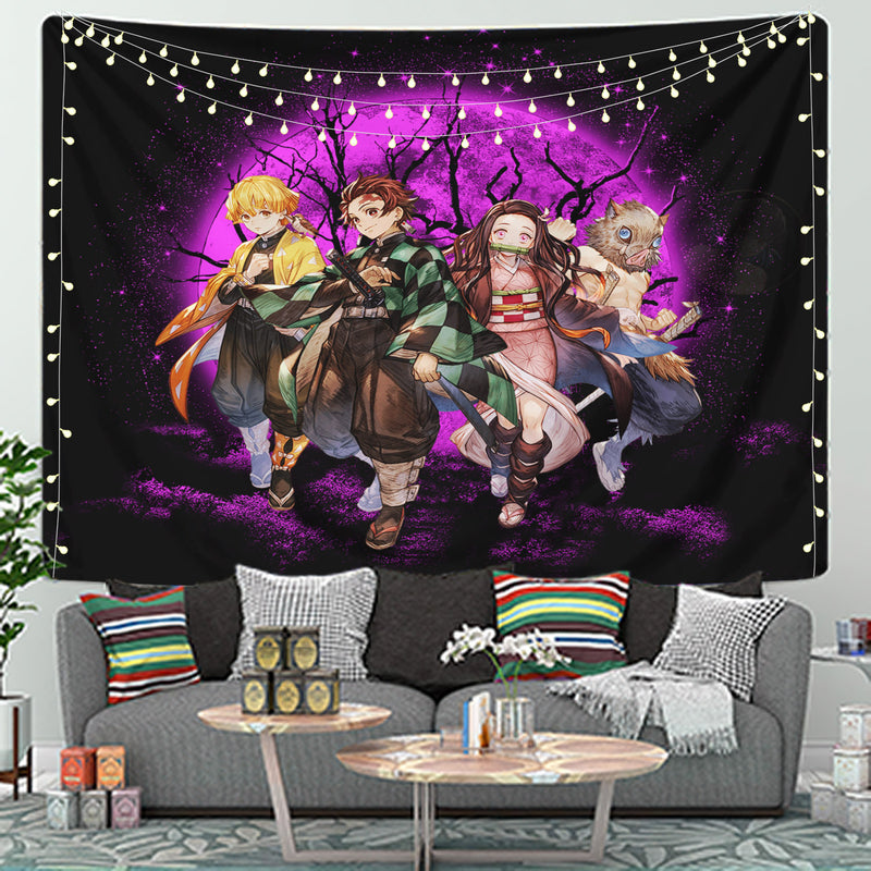 Demon Slayer Team Pink Moonlight Tapestry Room Decor Nearkii
