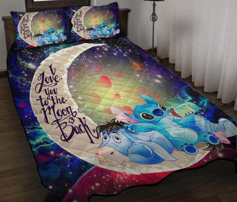 Stitch Eeyore Cute Love You To Moon And Back Quilt Bed Sets Nearkii