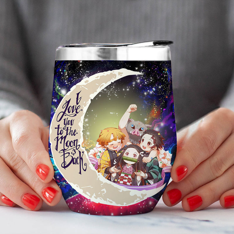 Demond Slayer Team Love You To Moon And Back Premium Wine Tumbler Nearkii