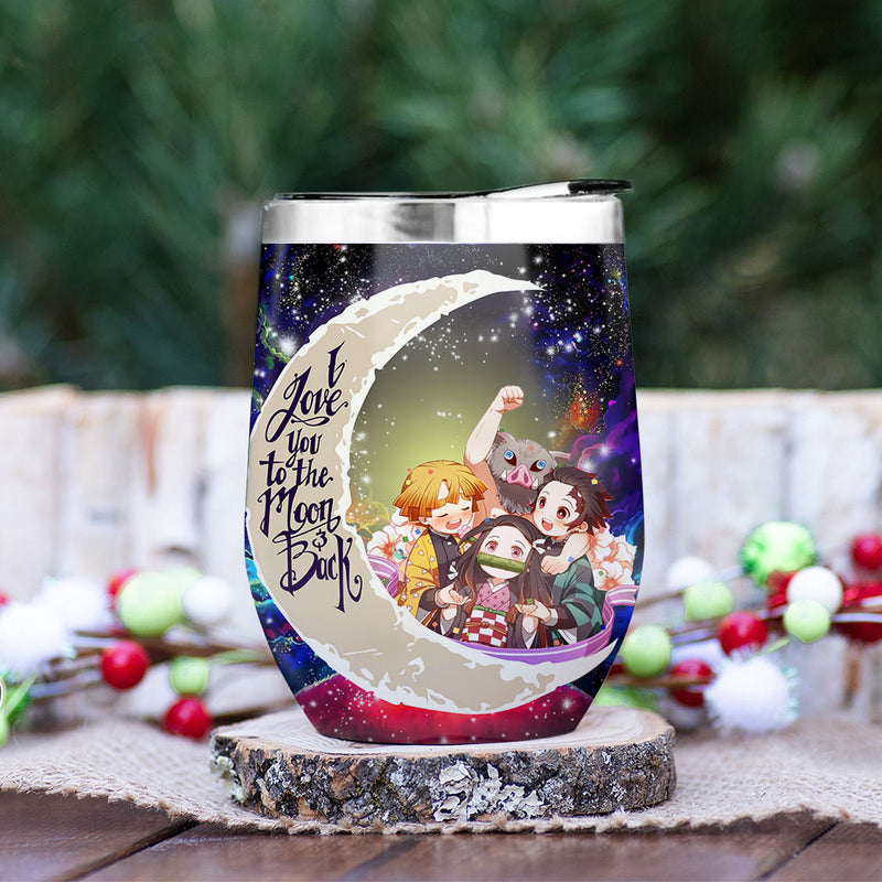 Demond Slayer Team Love You To Moon And Back Premium Wine Tumbler Nearkii