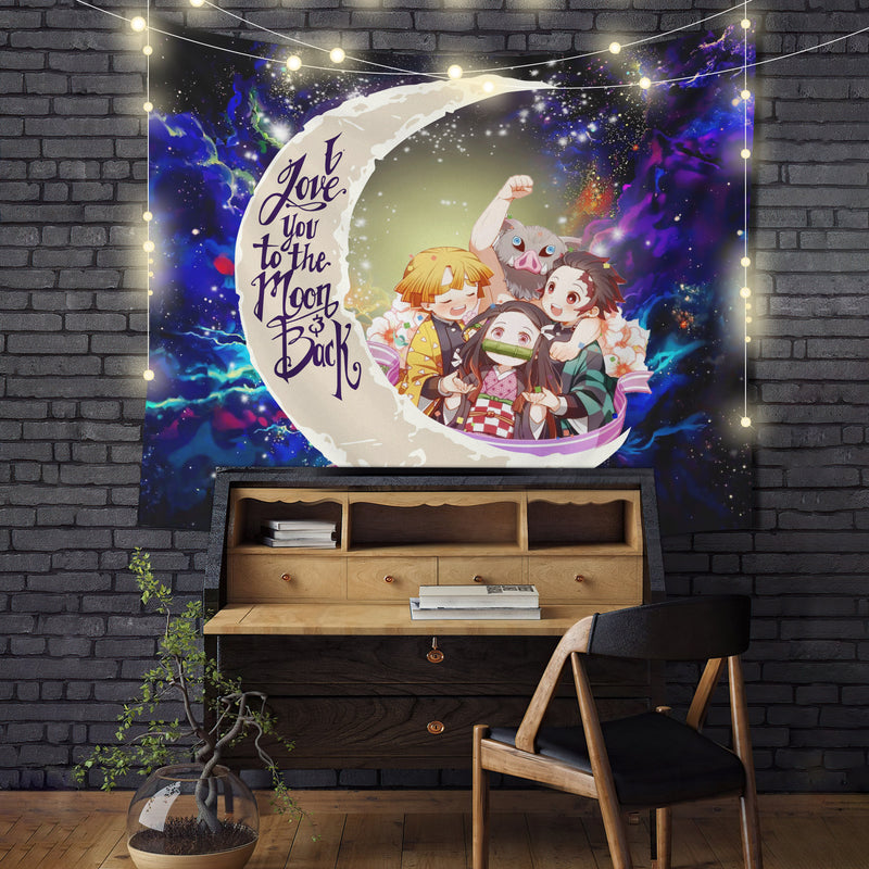 Demond Slayer Team Love You To The Moon Galaxy Tapestry Room Decor Nearkii